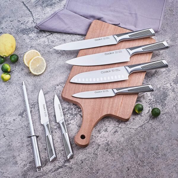 Premium 15-Piece Kitchen Knife Set with Block – German Stainless Steel Chef Knives, Non-Slip Hollow Handles, Scissors & Built-in Sharpener - Image 5