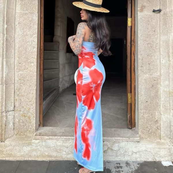 Slim Slit Tube Long Dress Summer Sexy Pint Party Beach Dresses Women's Clothing - Image 9