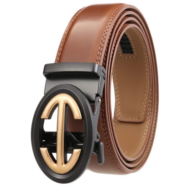 Automatic Alloy Buckle Belt Men's Simple Two-layer Cowhide - Image 5