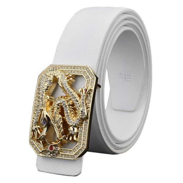 Men's White & Gold Smooth Buckle Belt ,Stylish & Durable - Image 6