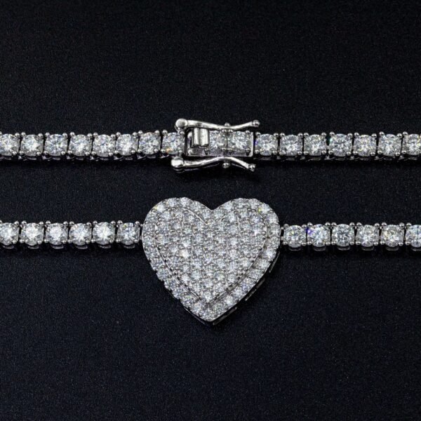 925 Silver Moissanite Hip-Hop Rose Necklace Set - Image 4