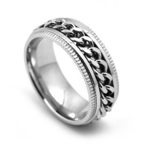 Cool Men's Stainless Steel Spinner Rings Fidget Band Style