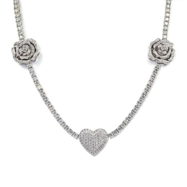 925 Silver Moissanite Hip-Hop Rose Necklace Set - Image 5