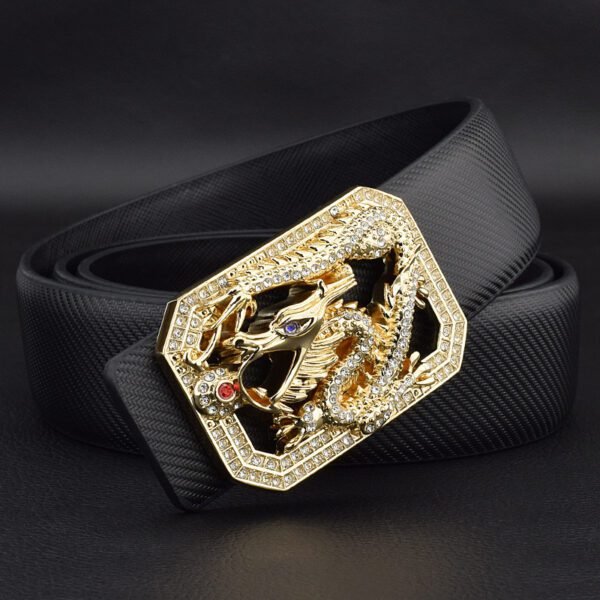 Men's White & Gold Smooth Buckle Belt ,Stylish & Durable - Image 3