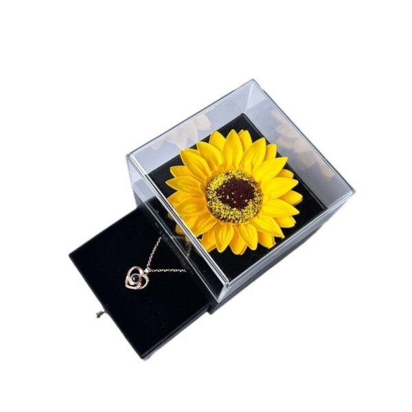 GenZ Artificial Flower Sunflower Necklace Acrylic Jewelry Box - Image 3