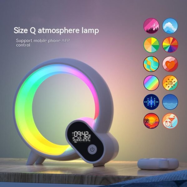 Creative Q Light Analog Sunrise Digital Display Alarm Clock Bluetooth Audio Intelligent Wake-up Q Colorful Atmosphere Light - Image 5