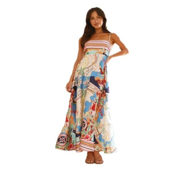 Painted Swing Sling Dress Vacation Style for Women - Image 4