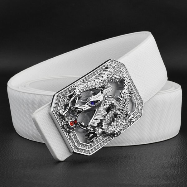 Men's White & Gold Smooth Buckle Belt ,Stylish & Durable